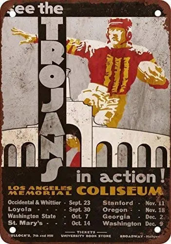

HAIMAX 1933 USC Trojans Schedule Vintage Look Reproduction Tin Sign 8X12 Inches Personalized for Pub Gym Laundry Room Ranch