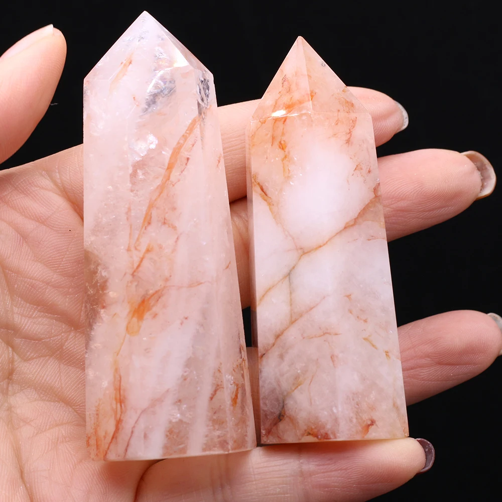 

Natural Crystals Stone Furnishing Articles Pink Six Prism Rough Rock Reiki Healing Stone Home Decoration Gift