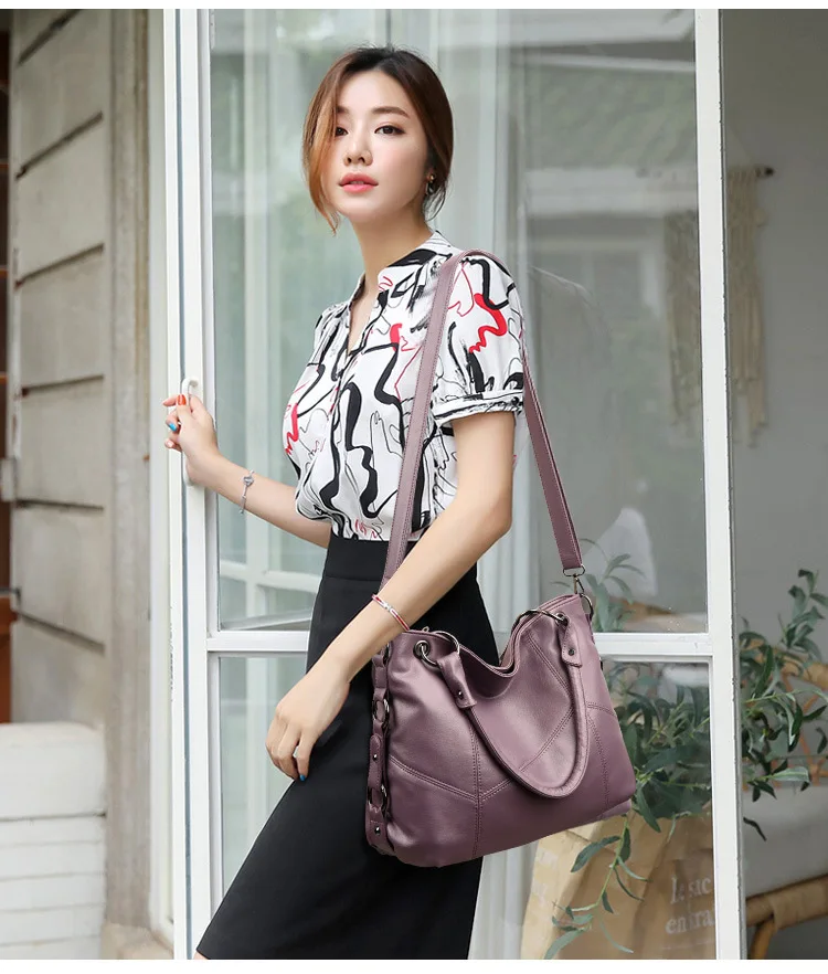 

New luxury lady bag multifunctional large capacity portable mother casual PU soft leather one-shoulder messenger female big bag