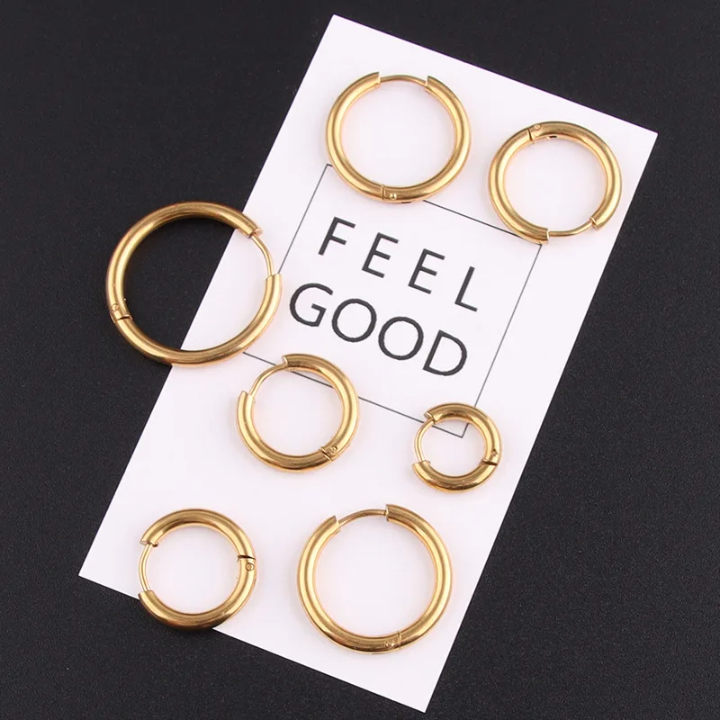 

New Fashion Simple Earrings good Quality Vacuum Electroplated Earrings Round Unisex Stainless Steel Earrings