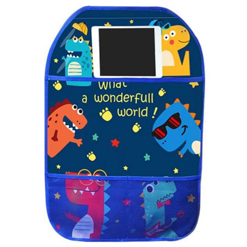 

1PCS Car Seat Back Cover Protector for Kids Cartoon Car Anti Kick Mat with Bag Waterproof Car Anti Kick Pad Car Storage bags