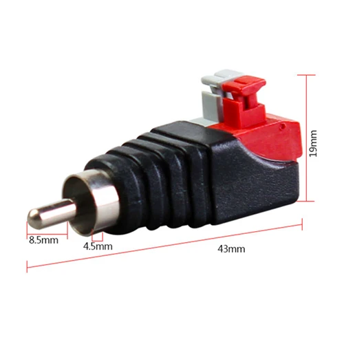 

100Pcs Male AV RCA Audio Vedio Connector Jack Plug To Spring Terminal Block Adapter For Radio TV CCTV Monitor Camera