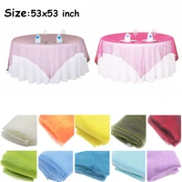 organza fabric wedding table cloth banquet tablecloths square table cover party christmas decoration home textile 53x53 inch