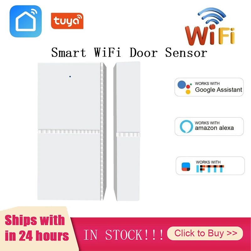 

Tuya Smart WiFi Door Sensor Door Open / Closed Detectors Wifi Home Alarm Compatible With Alexa Google Home Tuya APP