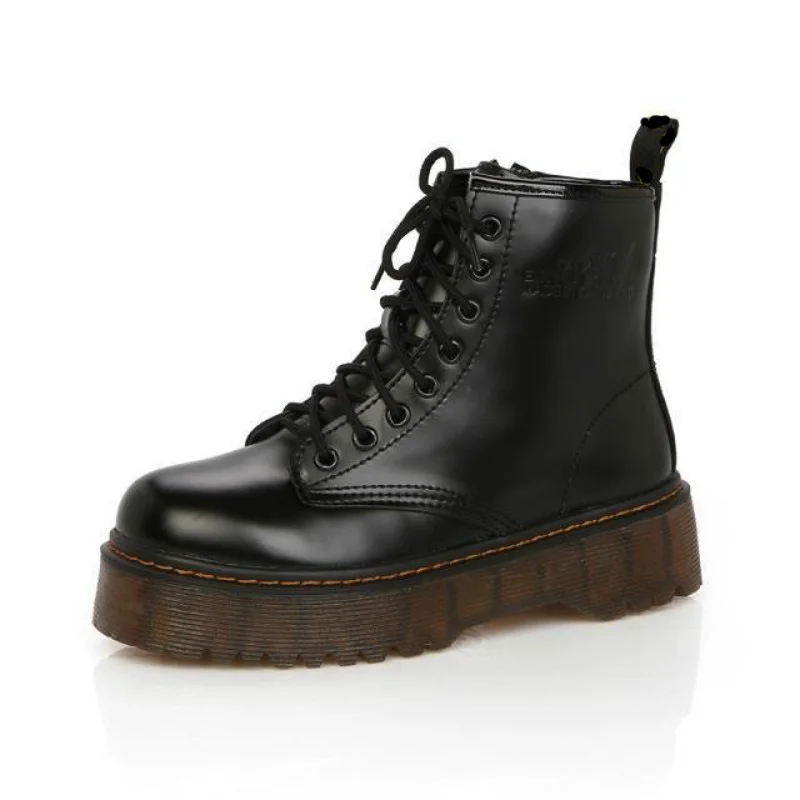 Botas/женские ботильоны в байкерском стиле; женские ботинки на танкетке со шнуровкой на платформе; сезон осень-зима; женские туфли-оксфорды из мягкой кожи; botas mujer