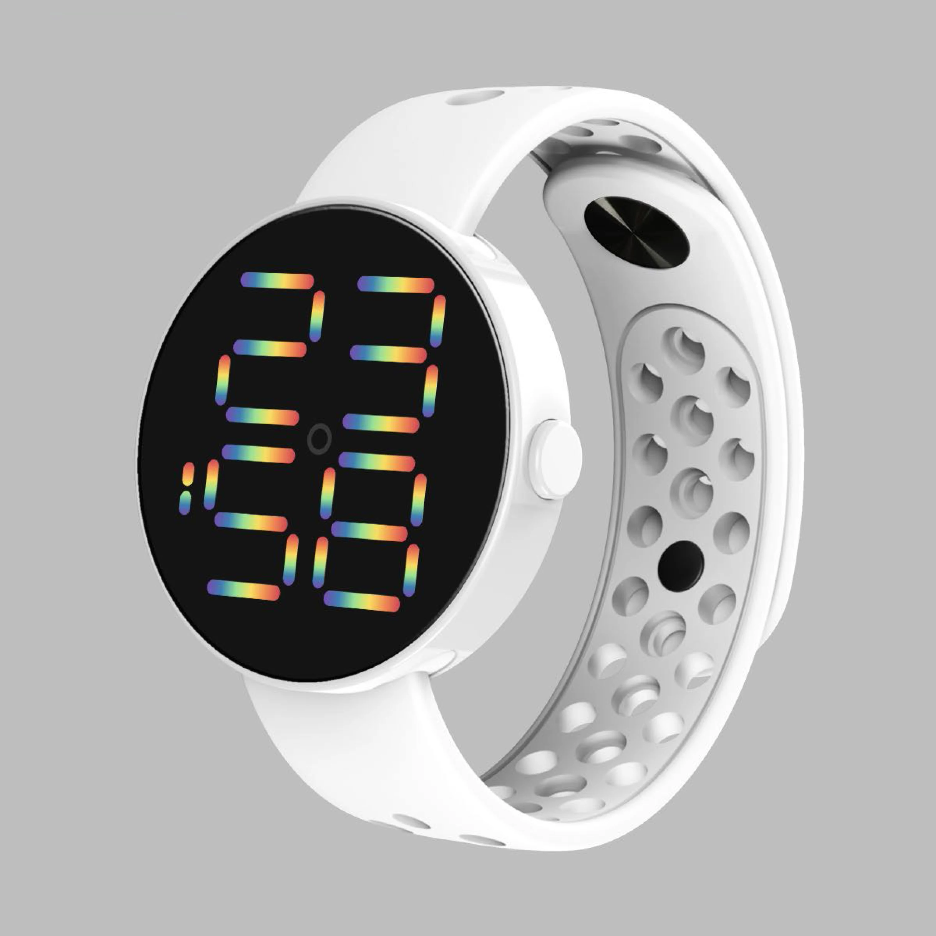 

Fashion Rainbow LED Sports Digital Watch Hollow Silicone Strap Waterproof Children Watch For Kids Student Gift Electronic Clock