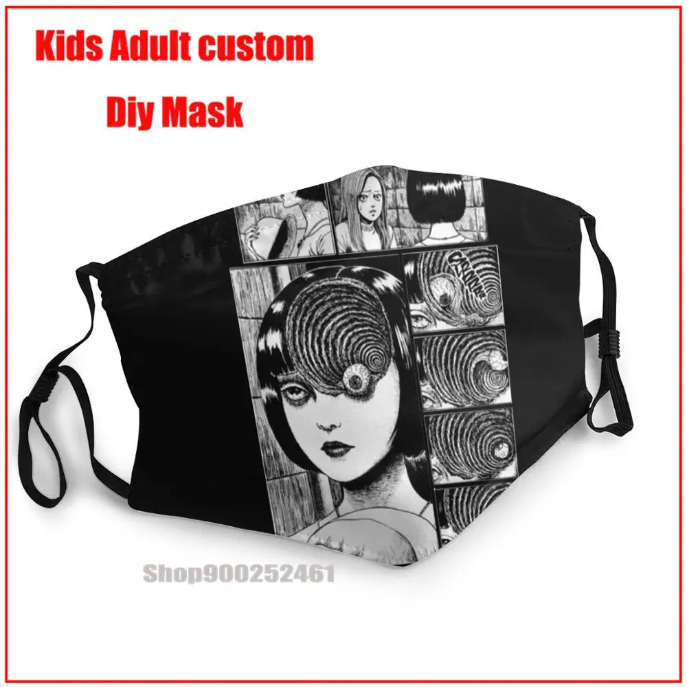 

Uzumaki Junji Ito Uzumaki спиральная DIY маска для лица модная маска для рта многоразовая детская маска pm2.5 Забавный паттем принт гримаса призрак