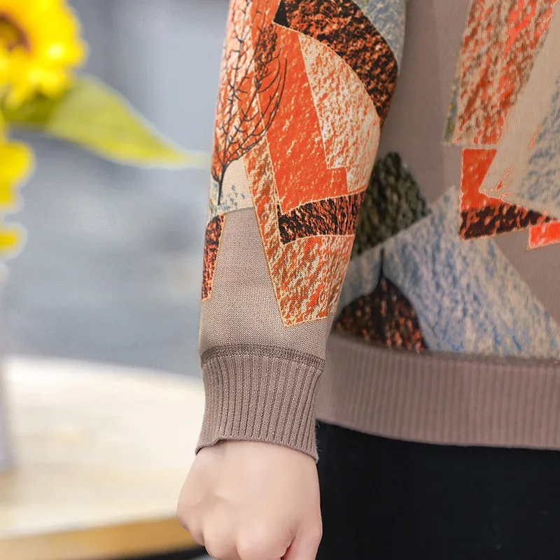 Зимний плотный бархатный вязаный свитер большого размера для женщин среднего