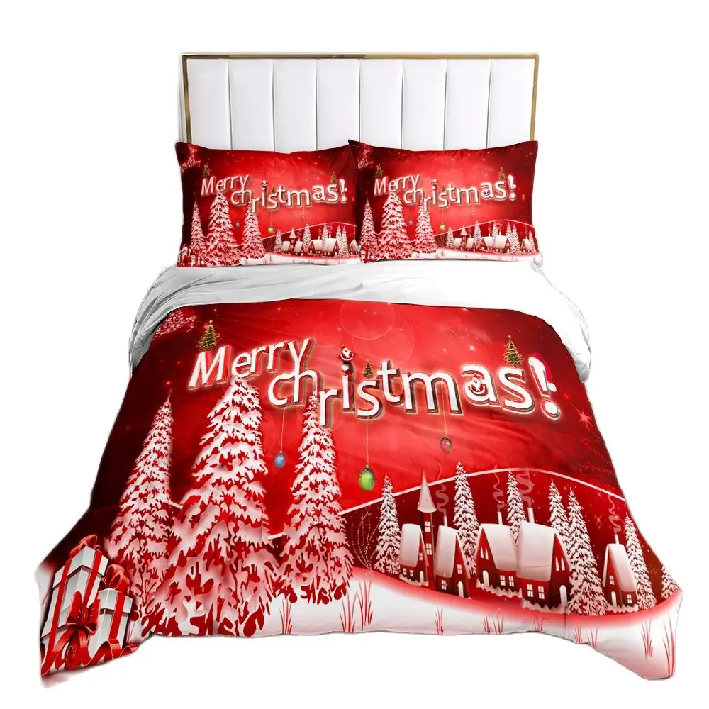 Dream NS Red Christmas Bedding Set Happy New Year bedding home textiles set bedlothes Santa Duvet Cover Set Juego de cama