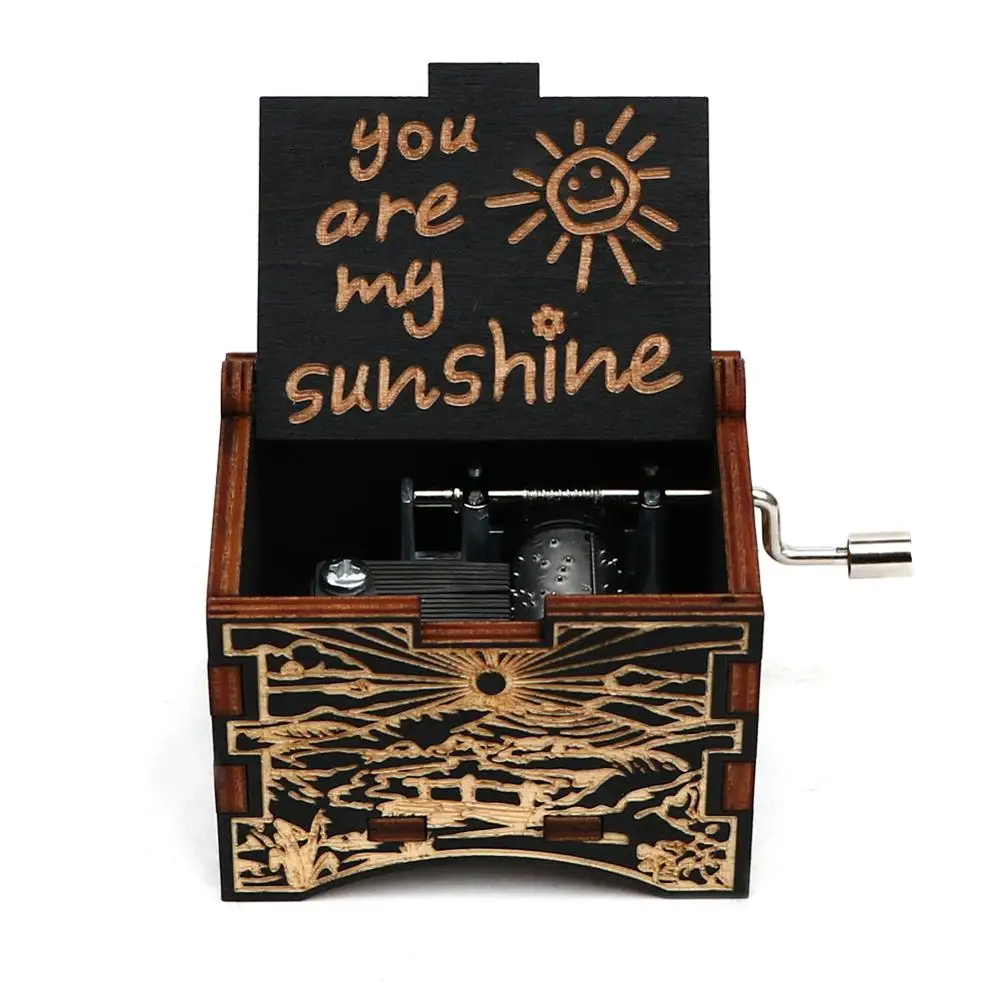 HX-YG19 Античная резная рукоятка деревянная You Are My Sunshine черная музыкальная шкатулка Рождественский подарок на день Святого Валентина подарок на день рождения - Цвет: HX-YG19