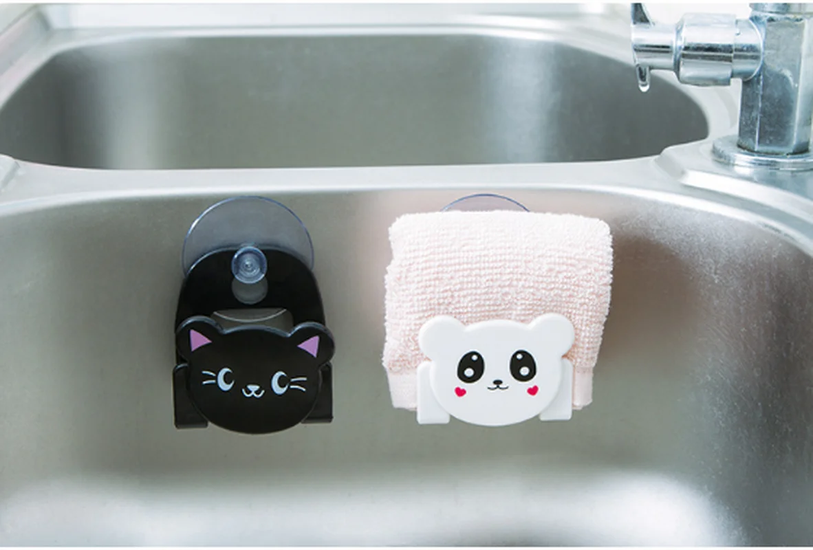 

Non-slip Sink Accessories Sponges Holder Plastic Drain Drying Rack kitchen storage organization Multi Purpose cat shape