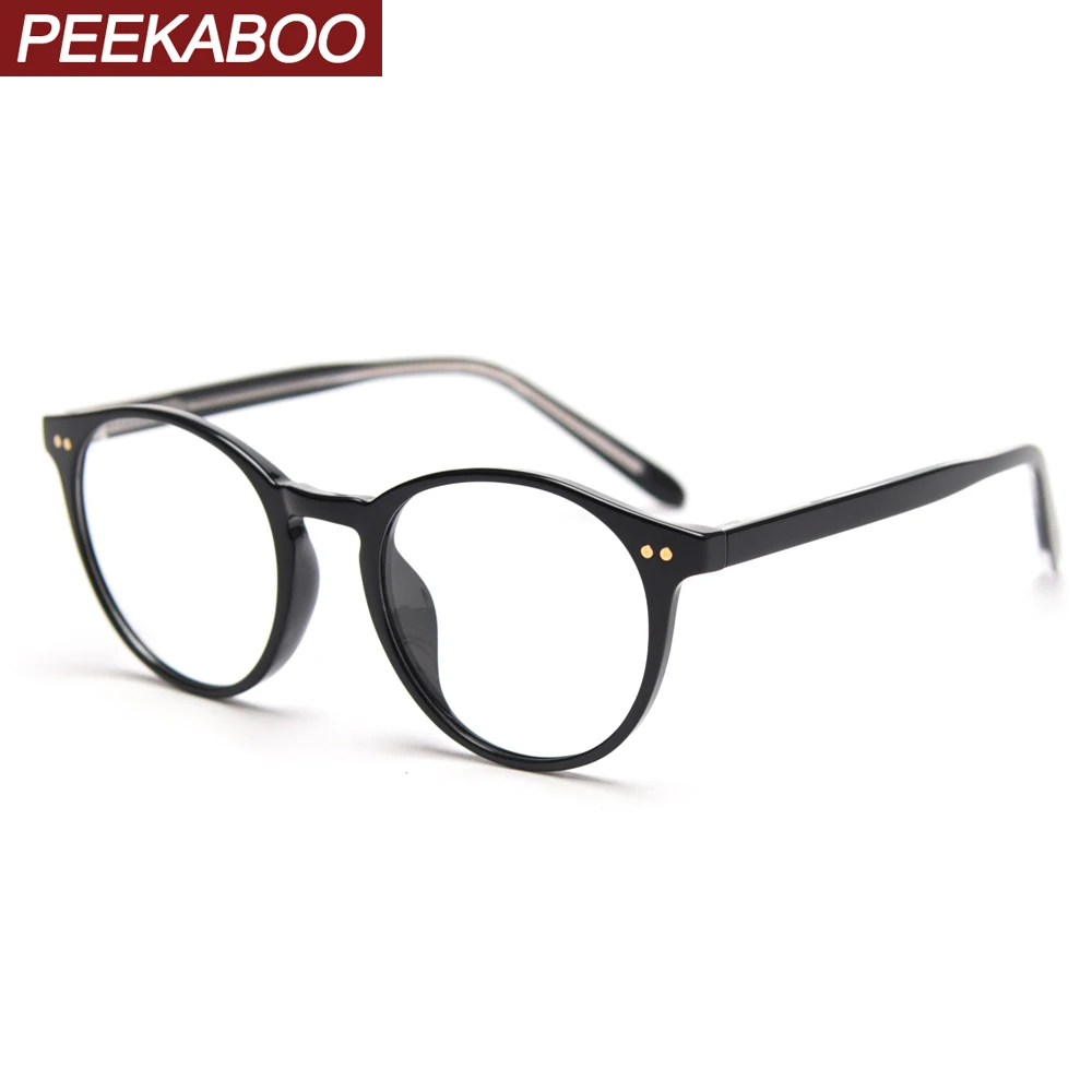 

Peekaboo acetate transparent glasses frame women optical korean style student retro round glasses men for computer clear lens