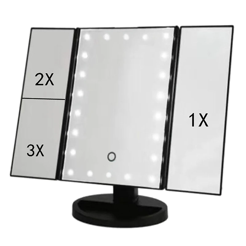 Зеркало для макияжа тройного сложения портативное складное зеркало