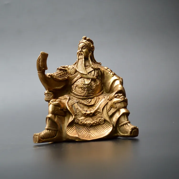 

Pure copper Wu Cai Shen Guan Gong reading statues, craft collectibles, home decorations