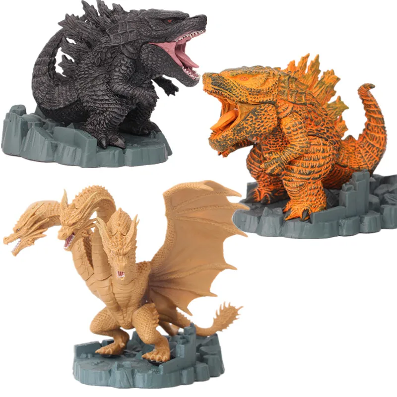 12CM Deformation King King Dinosaur monster & King Ghidorah & Burning  Assembled Action Figure Model Collectible Toy Gi