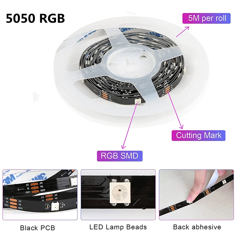 Светодиодная лента 1-30 м USB Bluetooth 5050 RGB SMD 5 В постоянного тока | Лампы и освещение