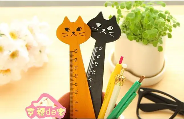 Ellen Brook 1 шт. Кот прямые линейки деревянные Kawaii Канцелярские инструменты мультфильм рисунок подарок корейский Офис Школьные принадлежности