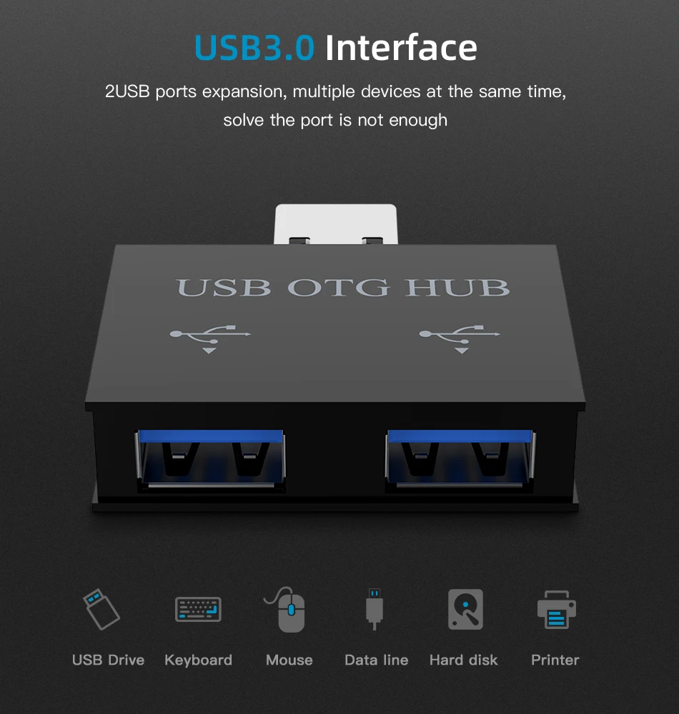 Robotsky Mini USB 3.0 Hub 2 Port USB Hub High Speed Hub Splitter Box For PC Laptop U Disk Card Reader for Mobile Phone Hub Use