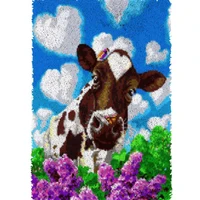 Latch hook rug DIY Carpet embroidery with Pre-Printed Pattern Cows Knotted carpet kit Home decoration Tapestry Rug making kit