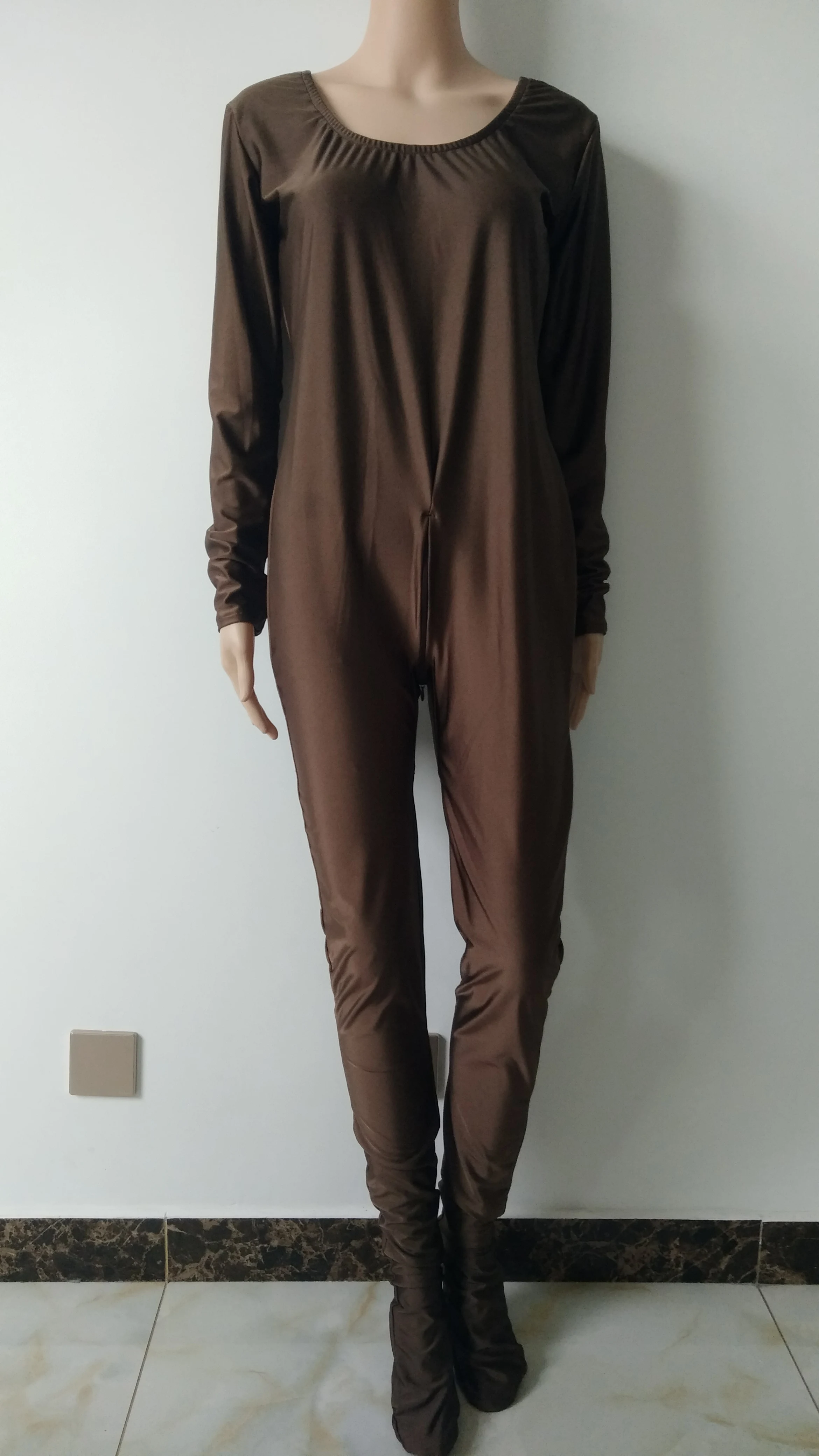 Темно коричневый женский комбинезон из спандекса костюмы для девочек