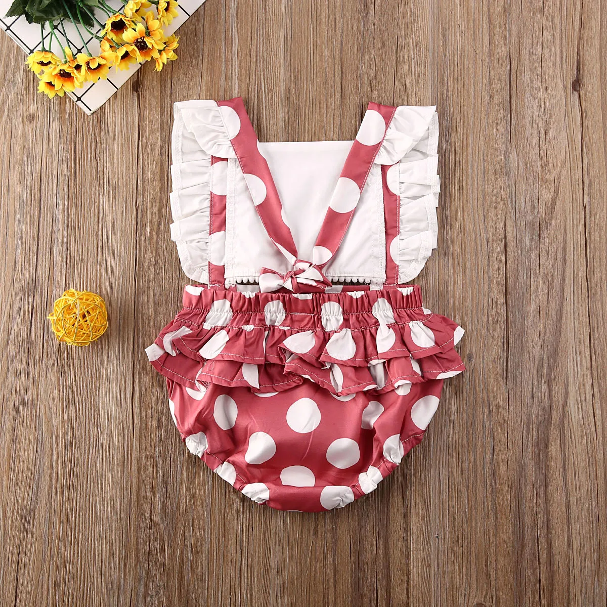 0-24M Newborn Infant Baby Girl Ruffles Romper Cute Dot Jumpsuit Backless Overalls Toddler Costumes Summer | Детская одежда и обувь