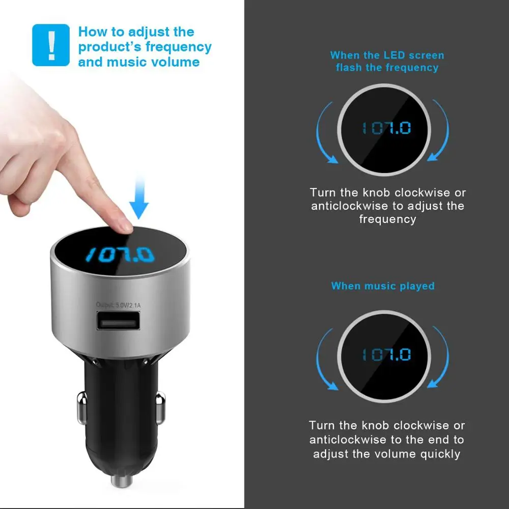 TeckNet 5 В/2.1A USB Автомобильное зарядное устройство с fm-передатчиком Bluetooth Handsfree FM модулятор зарядное устройство для телефона в автомобиле для iPhone Xiaomi