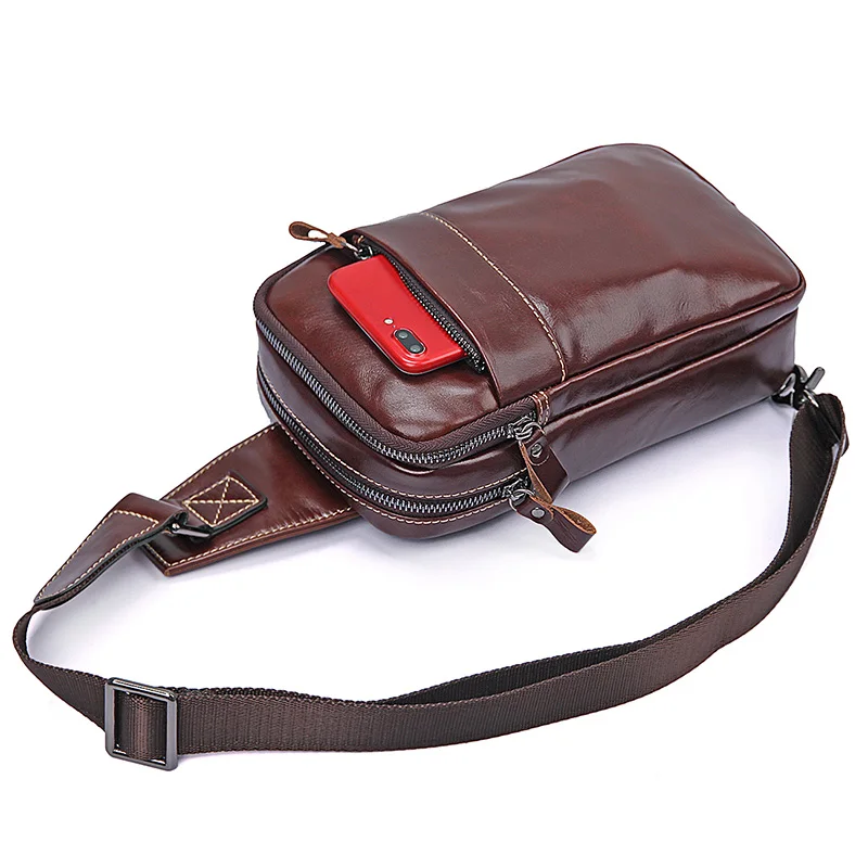 Мужские нагрудные сумки из натуральной бычьей кожи Мужская Слинг сумка для
