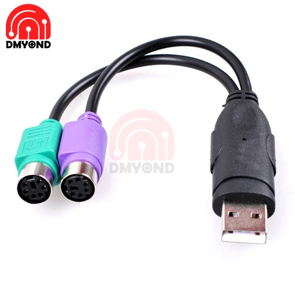 Кабель переходник PS/2 PS2 с двумя разъемами мама на USB папа для клавиатуры и