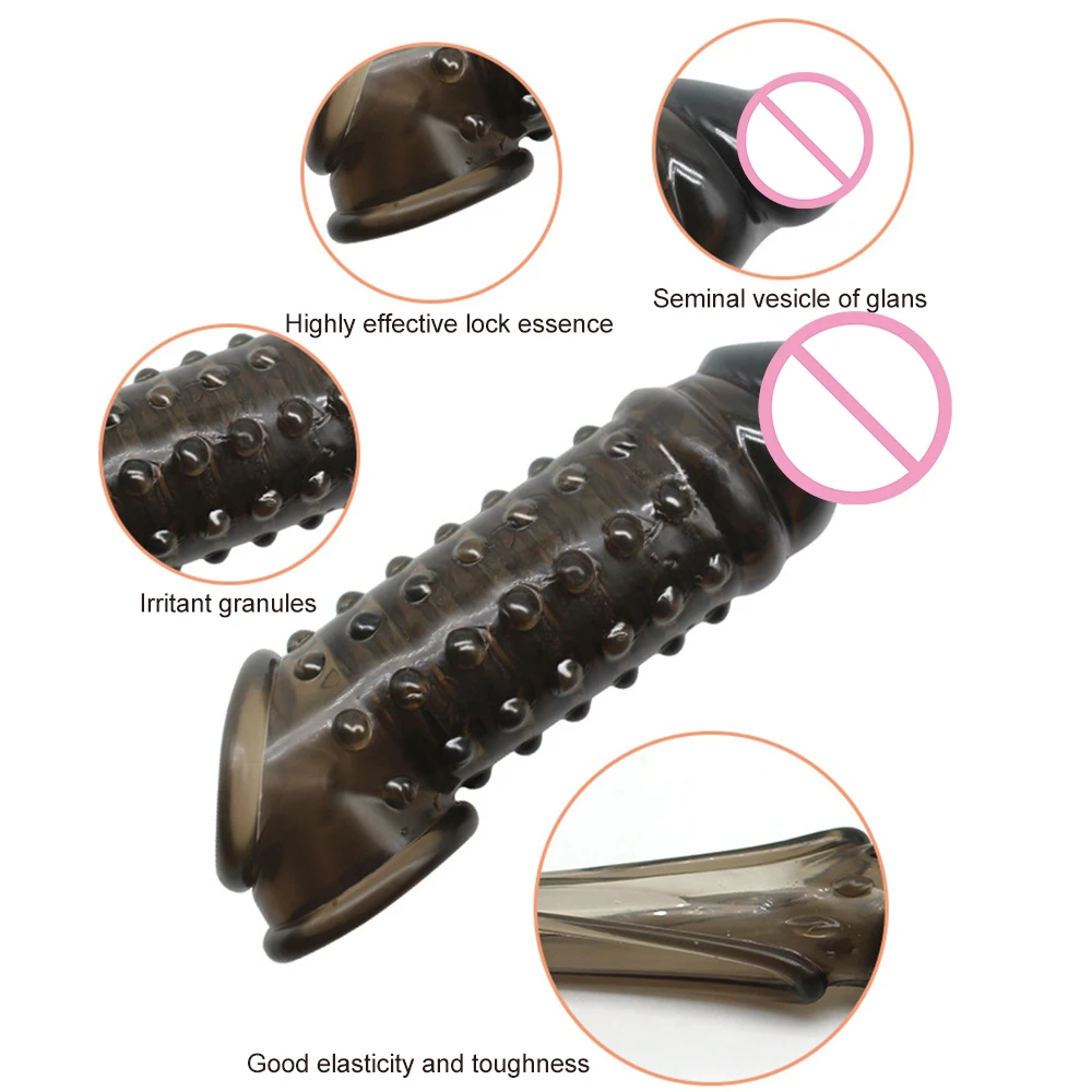 Enlargement Cock Ring Penis Reusable Condom With Soft Spikes For Extender Condoms Intimate Goods Male Sex Toys | Красота и здоровье