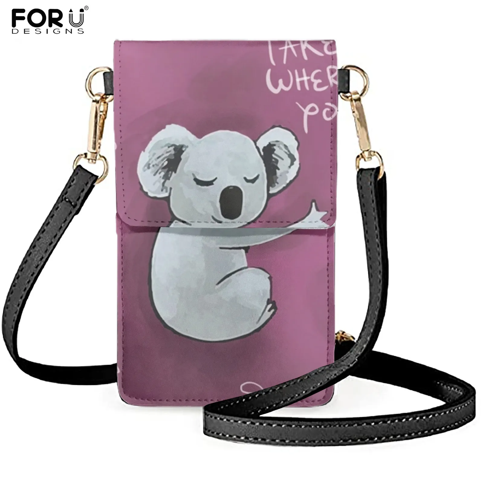 

FORUDESIGNS Fashion Female Mobile Phone Pouch Kawaii Koala Animal Print Waterproof Pouch for Phone Women Portable Cellphone Case