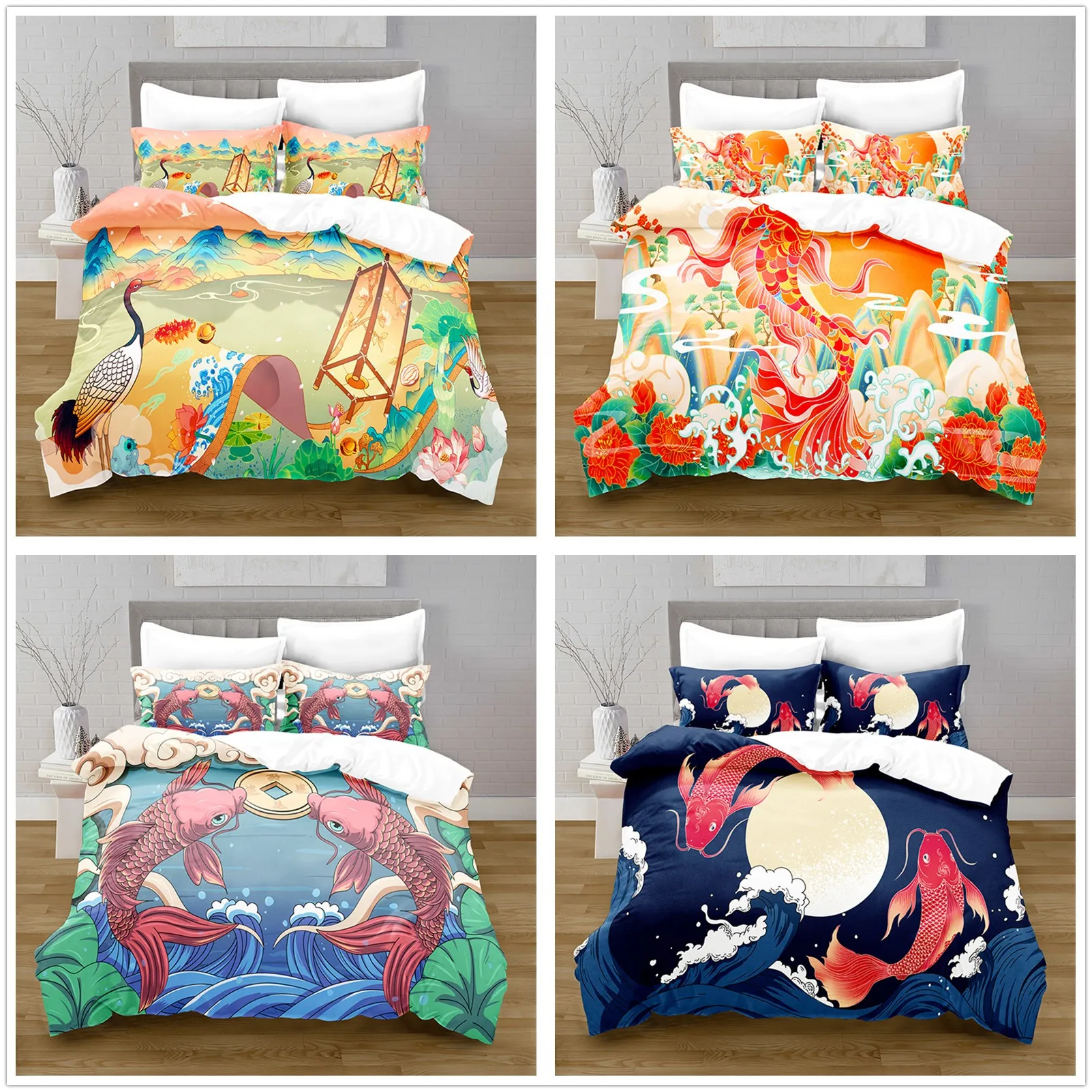 

3D Printed Crane Duvet Cover with Pillow Cover Bedding Set Single Double Twin Full Queen King Size Bed Set Bedroom Decor