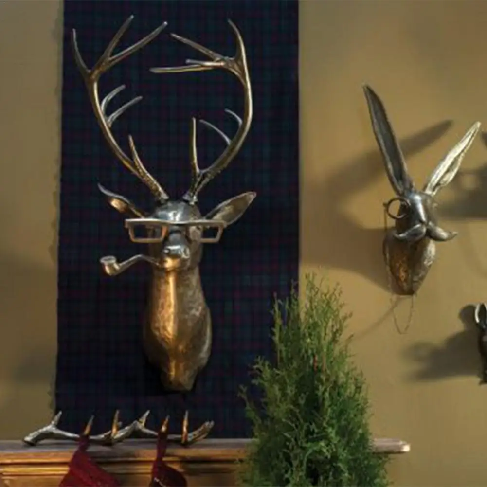 Настенное крепление с головой оленя ручная роспись и полировка винтажные