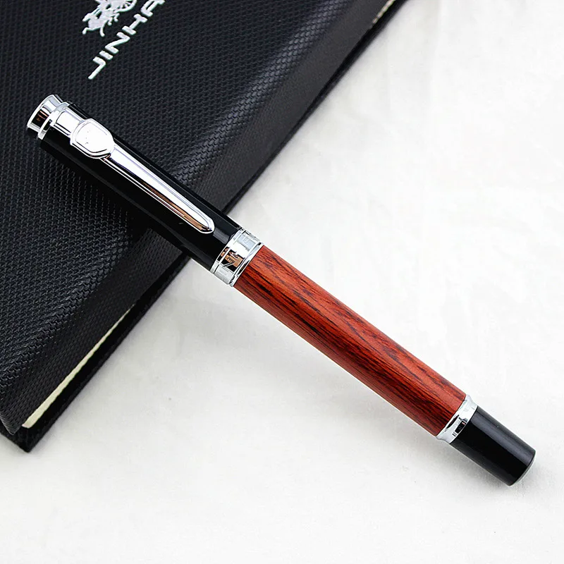 Jinhao 8802 Роскошная металлическая фоторучка с деревянным роликом школьные