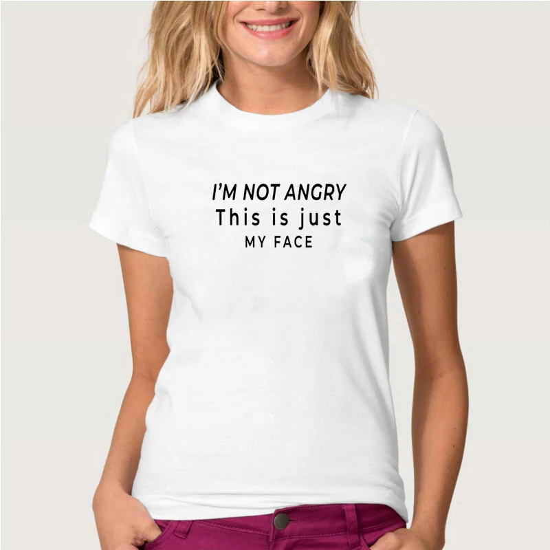 Женская уличная футболка'm NOT ANGRY Harajuku хлопковая футболка с коротким рукавом