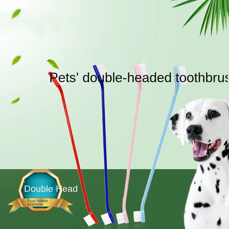 

Pet oral cleaning products nylon toothbrush dog paw prints a two-headed pet cat dog comes dog toothbrush toy