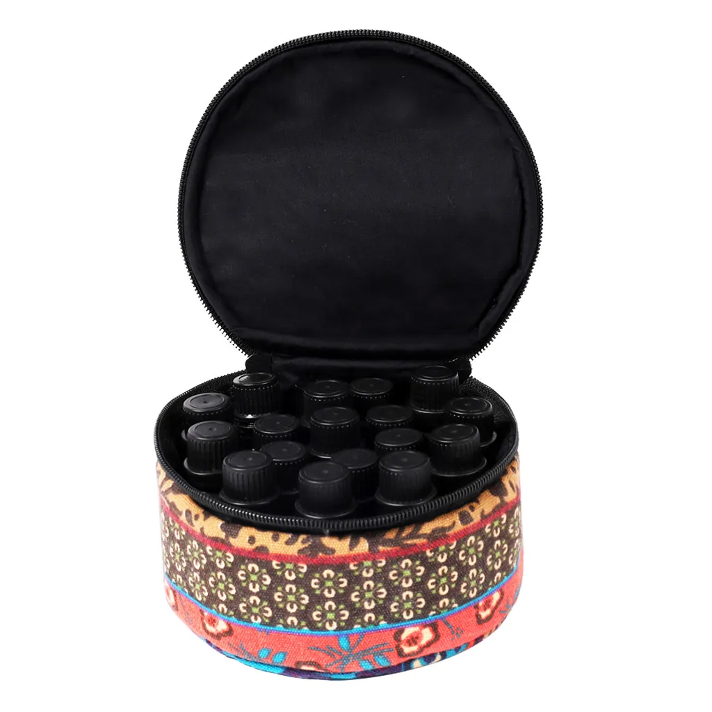 

Essential Oil Storage Bag Perfume Oil Essential Oil Box Travel Portable Carrying Bag Round Essential Oil Organizer Storage #BL2
