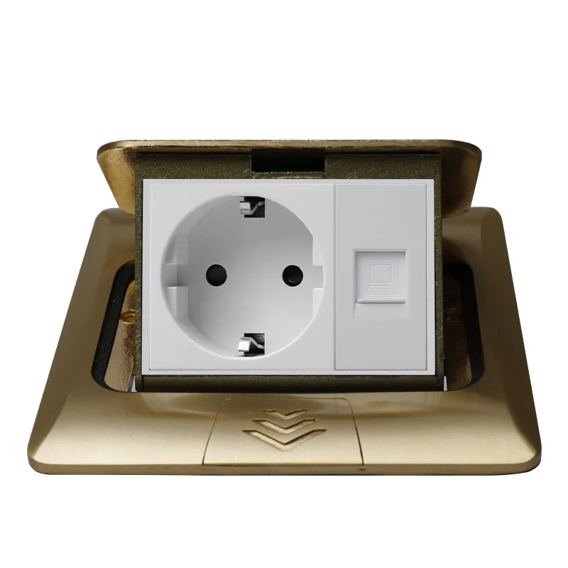 KEKA медная позолоченная панель медленная всплывающая розетка для стола 16 А