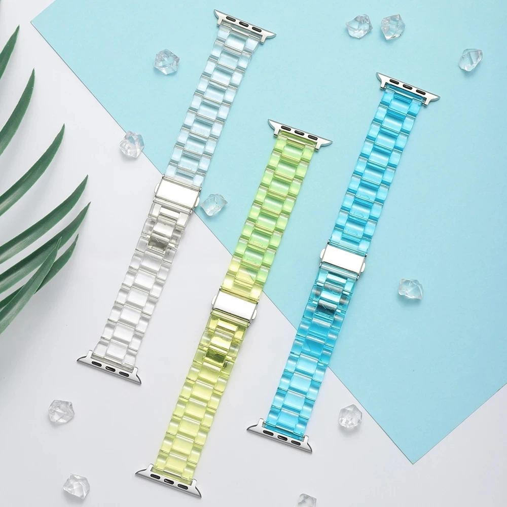 

Transparent Band for Apple Watch Series 6 SE 5 4 3 2 1 Resin Strap for iwatch Bracelet 38mm 40mm 42mm 44mm Watchband Accessories