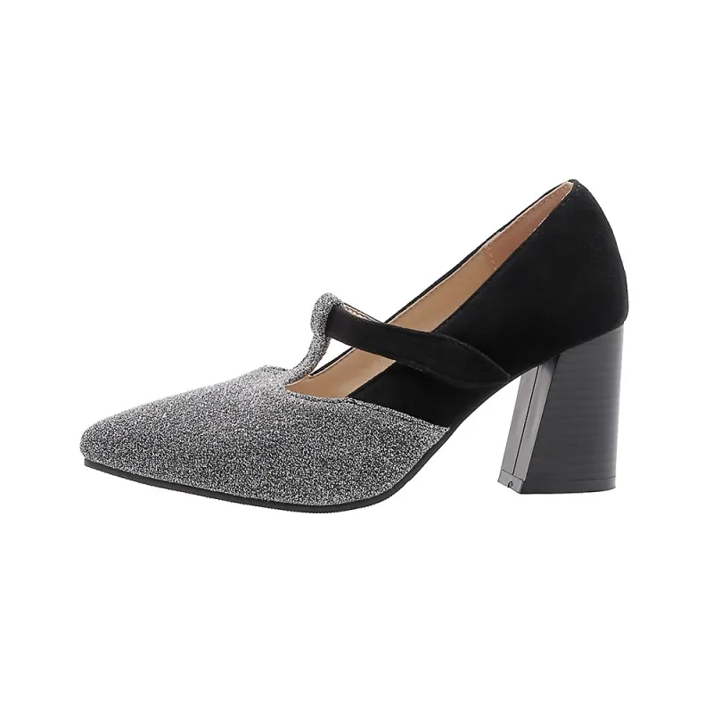 

Big Size Single shoe with fashionable splicing design ladies high heels women shoes woman pumps