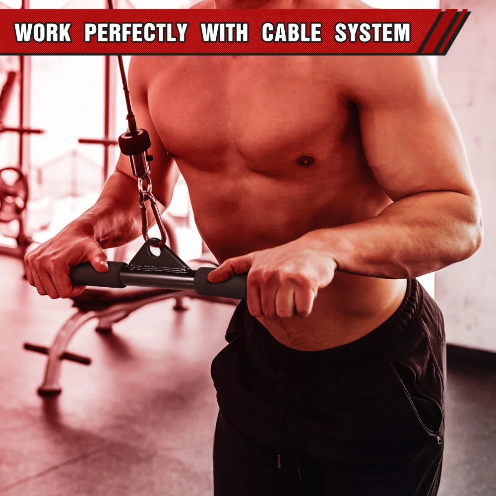 

CLISPEED Down Bar Steel Bicep Bar Bicep Press Down Cable Attachment DIY Fitness Accessory
