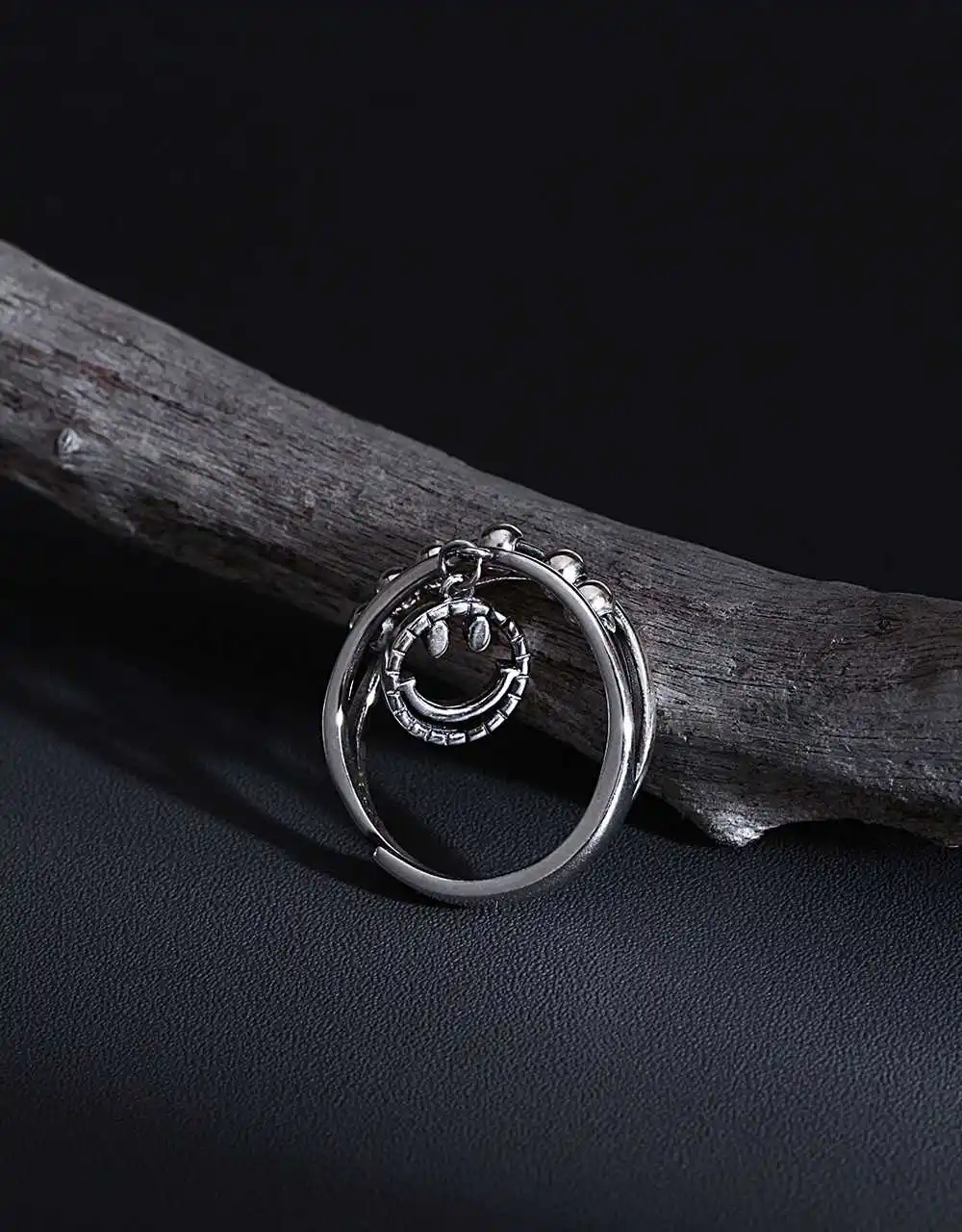 

New 925 Sterling Silver Vintage Punk-Style Opening Rings for Women Wedding Couple Trendy Smiley-Face Party Jewelry 925 ring