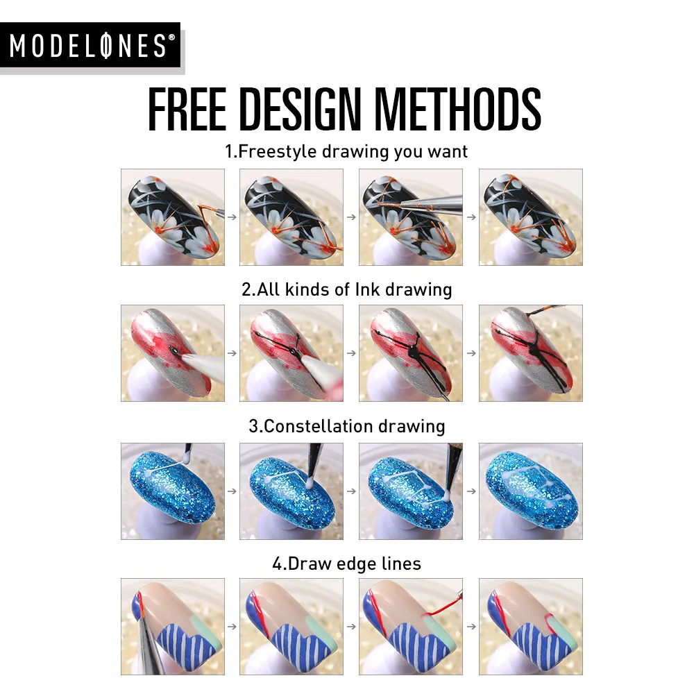 6 шт./лот металлический Гель-лак для ногтей Modelones стойкий Цветной набор