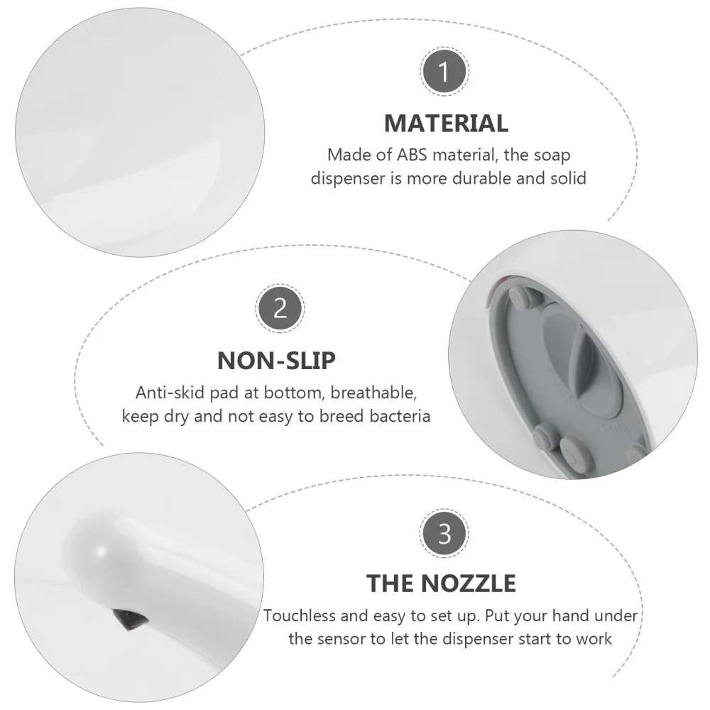 

White Soap dispenser Touchless Automatic ABS Soap Dispenser Motion Sensor Hand Free Dish Soap for Kitchen and Bathroom without B