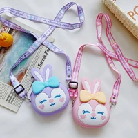 sweet girls cute rabbit coin purse wallet summer lovely childrens mini shoulder crossbody bags baby kids silica gel handbags