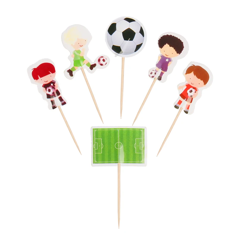 Football 24 шт. мультяшный Единорог тематический Топпер для кексов украшения торта украшения для дня рождения Детские вечерние принадлежности для девочек - Цвет: Football
