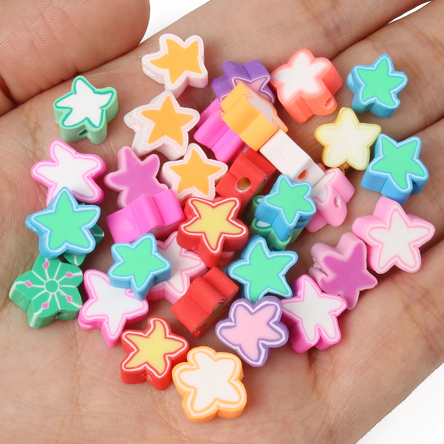 

50pcs10mm Colorful Five-pointed Star Polymer Clay Spacer Loose Beads for Handmade Jewelry Making DIY Bracelet Charms Accessories