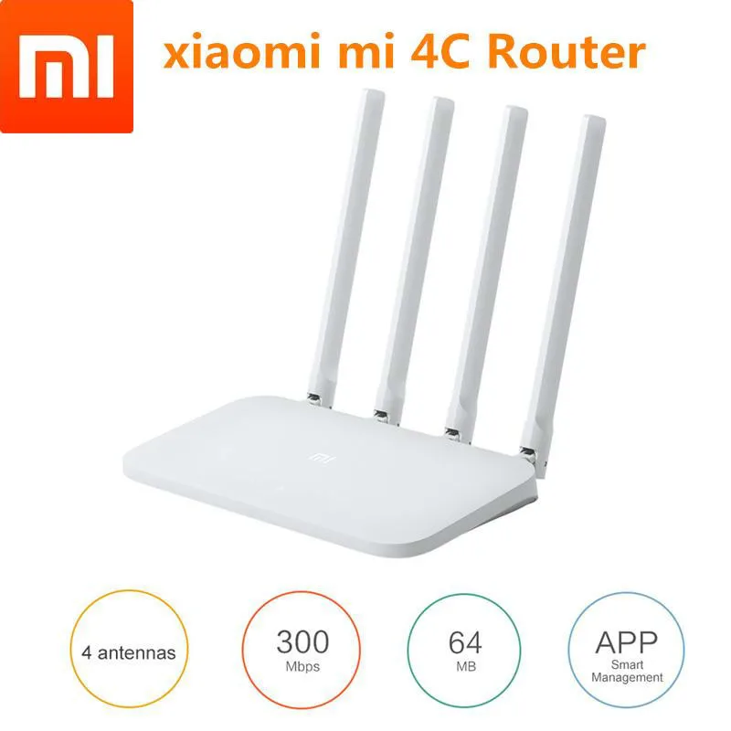 Xiaomi Smart Home WIFI Router 4C Roteador APP Control 64 RAM 802.11 b/g/n 2.4G 300Mbps 4 Antennas Wireless Routers Repeater