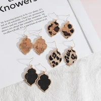 kandra cork earrings for women stylish leopard print natural wood moroccan earrings feeling fresh summer statement boutique