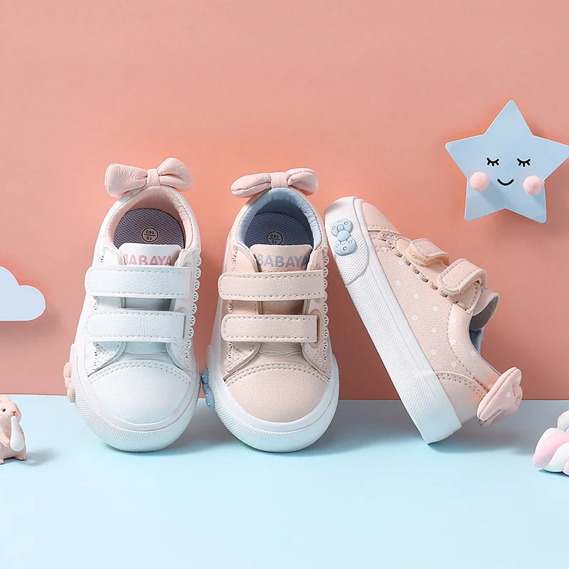 Кроссовки Детские Babaya с мягкой подошвой белые для девочек Girls1-3 лет на осень 2020 |