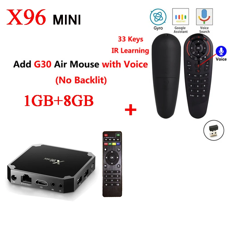 X96 мини-приставка Android 7,1 коробка Android Amlogic S905W четырехъядерный ARM Cortex A53 2GHz WIFI2.4G HDMI2.0 4K медиаплеер - Цвет: 1GB 8GB G30s